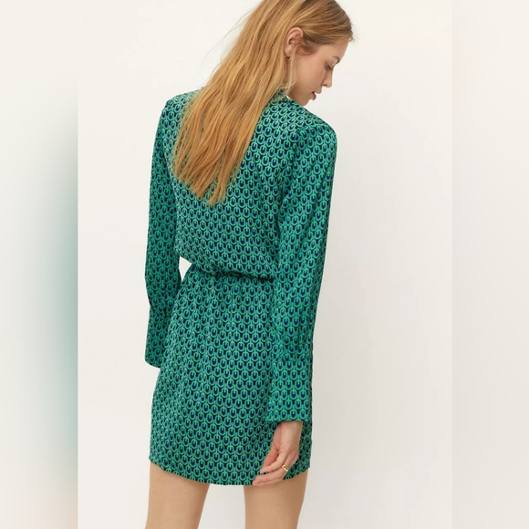 NWT Nasty Gal Retro Printed Wrap Shirt Dress sz L - Picture 4 of 7